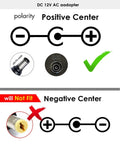 Diagram of 12 Volt Charger For Casio Privia Digital Piano Keyboard Power Adapter 100 240 Volt Input No Battery showing polarity