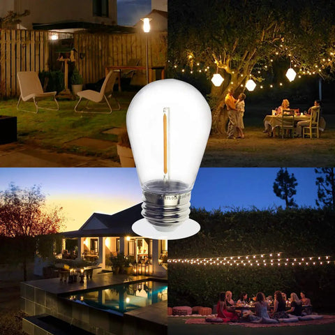 S14 LED Outdoor String Light Bulbs 2200K Warm White Shatterproof And Waterproof Edison Vintage Style With E26 Base 11W Equivalent