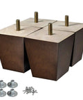 Wood Furniture Legs 3 Inch Sofa Legs Pack Of 4 Square Couch Legs Brown Eco Friendly Rubber Wood Mid Century Modern Replacement