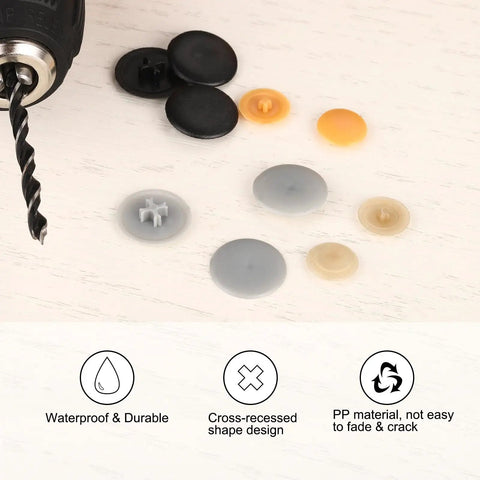 Straight Up Solid 40 Pack Screw Cap Covers Premium Warm White Decorative Plastic Caps For Phillips Cam Lock Nuts Waterproof PP Build Self Tapping Screws No Sweat Upgrade Top Tier assorted colors and shapes with drill