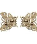 Retro Vintage Cabinet Latch Hasp Kit With Antique Padlock in bronze for jewelry and wooden boxes, showing intricate details