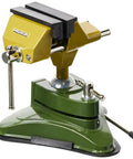 Dope Precision Vise With Integrated Clamp For Milling And Projects, 2-3/4 Inch Capacity, Die-Cast Zinc Green And Gold Finish, Rotates In All Directions, FMZ Style Bench Vise For Hobbyists And Pros, Durable Machining Tool on suction base