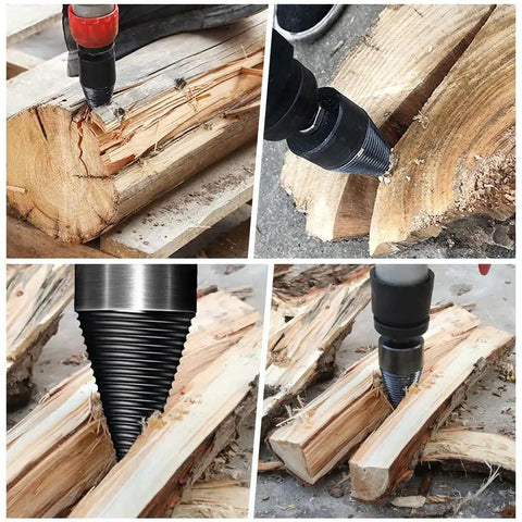 Straight Up Heavy Duty Wood Splitter Drill Bits Set handles massive logs like butter during outdoor wood splitting.