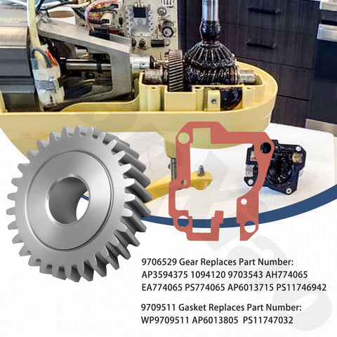 Heavy Duty Stand Mixer Worm Gear Kit Replacement For 5Qt And 6Qt Models Includes Worm Gear, Gear, Bearing, Gasket, Circlip And Two 1.8 Oz Food Grade Grease Tubes Fits A Bunch Of Appliances Requiring Food Grade Lubricant