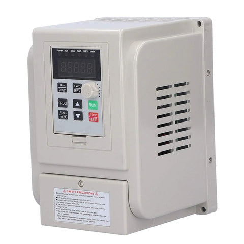 Gear Up Your Motor With AT5-2200X 2.2KW VFD Variable Frequency Drive Inverter with digital display, side view, single phase to three phase