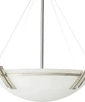 Silvia Pendant Light In Polished Steel With Frosted Glass Shade, 16 Inch Top Shade, Sleek Ceiling Fixture For Dining Room Or Kitchen Island
