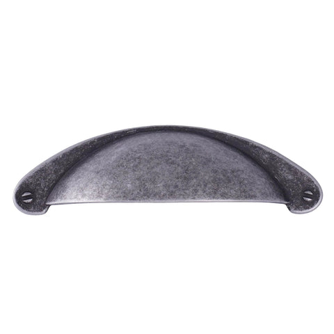Front view of 10 Pack 3 Inch Cabinet Cup Pulls Matte Black Swedish Iron Drawer Hardware, zinc alloy, rustproof, for kitchen cabinets.