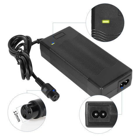 42V 2A Universal Battery Charger Adapter For 36V Lithium Battery Packs With 3 Prong Inline Connector Built In Overvoltage Overload Overheat Protection And Charge Indicator Red To Green For Electric Scooters