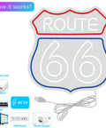 Blue Neon Sign Light For Bedroom Wall Decor Acrylic LED Neon Sign For Game Room Party Bar Club Dope Vibe Space Accent Perfect For Teen Rooms And Social Areas, Route 66 sign with USB power