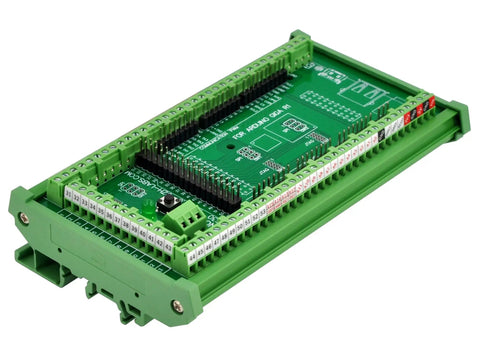 GIGA R1 WiFi Terminal Block Adapter Module for Industrial Control, DIN Rail or Screw Mount, Plug-and-Play GPIO Breakout Board, Standard Version With A0 to A11 and D0 to D53 Ports, green PCB