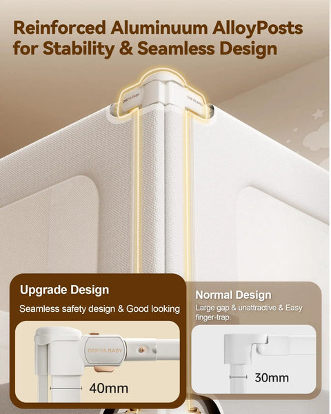 3 Piece King Size Bed Rails No Drill Setup Toddler Guard for Kids Height Adjustable Thickened Carbon Steel Bed Rails White and Grey Built Tough for Safe Sleep on Big Beds with reinforced aluminum alloy posts for stability.