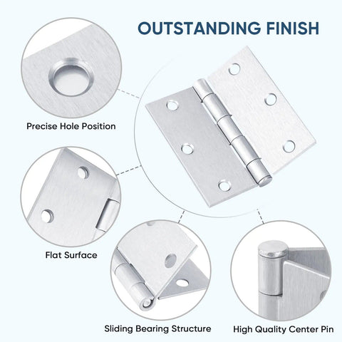 Image showing the Six Pack Three And A Half Inch Door Hinges With Removable Pin Matte Black Five Eighth Radius Easy Install