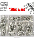 120 Piece Aluminum Blind Rivet Kit Pop Rivets Assortment For Fast One Sided Riveting In Furniture And DIY Friendly Projects Dome Head