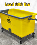 Yellow Rubbermaid mop bucket with load 600 lbs and Three Inch Mop Bucket Wheels Replacement Non Marking Thermoplastic Rubber Casters
