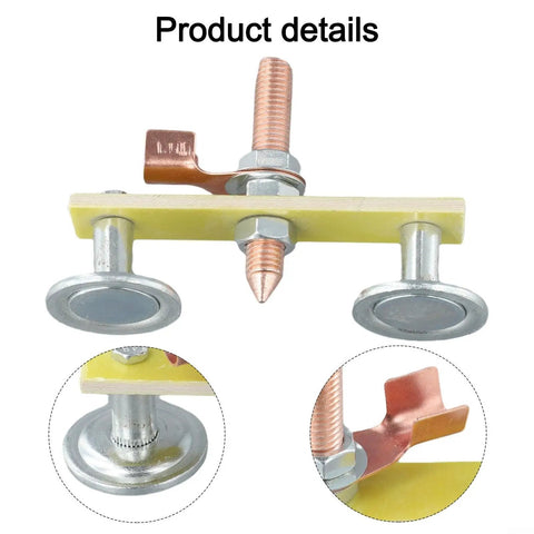 Solid Double Head Magnetic Welding Clamps With Heavy Duty Adsorption And Grounding That Grip Tight For Professional Jobs, close-up of clamp design.