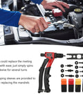 All In One Manual Hand Rivet Nut Tool Kit With Interchangeable Mandrels M3 M4 M5 M6 For Auto Body And Marine Projects shown with components
