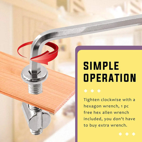 No Fuss Premium Heavy Duty M6 Screws Kit Featuring Barrel Nuts Allen Wrench Hex Socket Head Caps for easy furniture assembly.