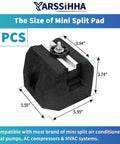 Heavy Duty Mini Split Base Pad Set For Ductless AC And Heat Pump, Rubber Anti-Vibration Pads, 4 Pieces, shown with dimensions.