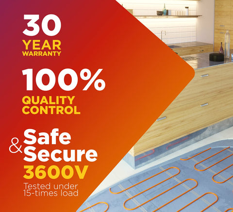 120V Underfloor Heating Cable For Tile, Laminate, And Stone Floors, Flexible Radiant Floor Heat For Easy Room Layouts, 10 Sq Ft Coverage