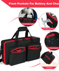 Grease Gun Case For Milwaukee And DeWalt Kits Portable Carrying Bag With Battery And Charger Pockets Fits 2646 20 2446 20 And DCGG571B Grease Gun Kit Durable Organizer For Tools On The Go, featuring multiple pockets and water-resistant material.