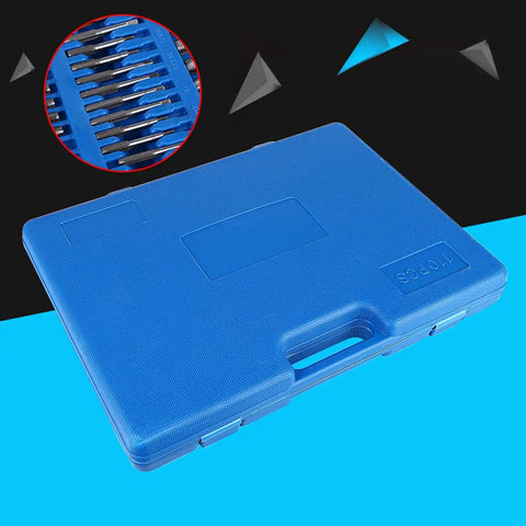 110 Piece Professional Carbon Steel Tap And Die Set With 70 Taps 35 Dies Plus Five Adjustable Wrench Holders For M2 To M18 Metric Thread Repair DIY Projects And Mechanics Who Need Tough Tools That Last, blue case