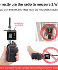 Digital VHF/UHF Antenna Power And SWR Meter With Quick VSWR Readout 125 To 525MHz Coverage attached to radio for measuring SWR