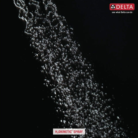 Water flow pattern from 2 Spray H2Okinetic Shower Head In Chrome Delivers 3x Coverage With PowerDrench Spray For Dope Spa Showers.