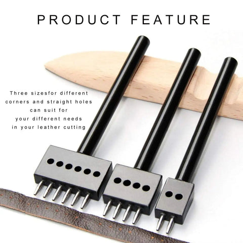 3 Piece 5mm Leather Hole Punch Set With 2 4 6 Prongs Circular Cut Lacing Stitching Chisel DIY Leather Craft Punch Tools Kit