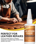 Heavy Duty Leather Glue For Shoes, Bags, Sofas, Belts And More, Clear Waterproof Flexible Adhesive, bottle with leatherworking