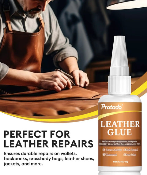 Heavy Duty Leather Glue For Shoes, Bags, Sofas, Belts And More, Clear Waterproof Flexible Adhesive, bottle with leatherworking