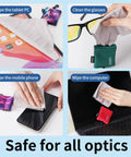 SEIBER microfiber eyeglass cleaning cloths with neoprene pouch, 7 x 7 in, 3-pack for glasses, sunglasses, phones, laptops