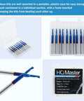 HQMaster 10-pack O-flute CNC router bits set; blue-coated tungsten carbide, 1/8" shank, 2mm cutting dia in clear case