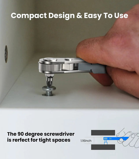 Using 17in1 Right Angle Ratcheting Screwdriver Set With Bearing Steel in tight cabinet space