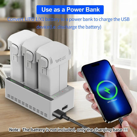Three Bay Drone Battery Charging Dock For L1 And X1 Batteries Fast Three Battery Charging Station With LED Indicators and phone