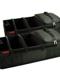 Beefy Heavy Duty Trunk Organizer Set With No Slide Rigid Base 70 Lb Capacity 30 By 15 Inches Black Pack Of 2 Durable 600 Denier Canvas