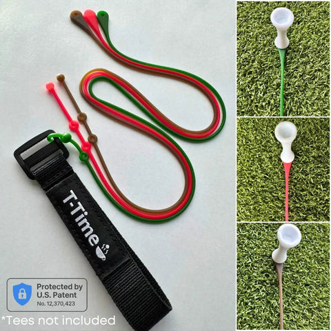 Golf Tee Anchor Leash And Tether Keeps Tees In Place For Driving Range And Simulator Practice With 1 Strap And 3 Silicone Strings