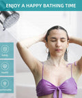 Woman enjoying shower with Filtered Shower Head With Five Modes And High Pressure 15 Stage Hard Water Filtration in use