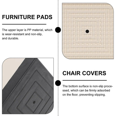 4 Pack Furniture Glide Chair Leg Covers With Wear Resistant Non Slip Pads Made From TPU And PP, black and white texture
