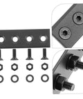 Sturdy Metal Barn Door Track Connector Kit For No Drama Smooth Operation Black Replacement, showing bolts and mounting plate.