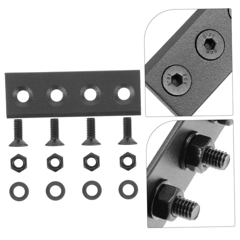 Barn Door Track Connector Set Black Flat Mending Repair Plate For Barn Door Hardware And Sliding Doors, screws and washers