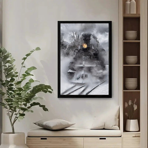 Dope Retro Steam Locomotive Poster Canvas Print For Living Room And Office Decor Vintage Train Wall Art 8x12 Unframed Made In USA