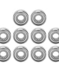 Premium 10-Pack Thonlai Miniature Stainless Steel Bearings For Automotive And Home Gear, High Speed 15X6X5mm close-up view of 10 bearings.