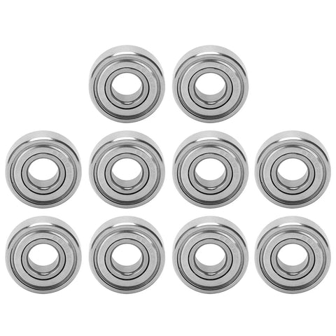 Premium 10-Pack Thonlai Miniature Stainless Steel Bearings For Automotive And Home Gear, High Speed 15X6X5mm close-up view of 10 bearings.
