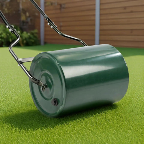 Heavy Duty 16 Inch Steel Lawn Roller With U Shaped Handle Water Or Sand Filled Garden Roller For Push Or Tow Behind Lawn Care Durable Metal Drum