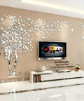 Dope DIY 3D Tree Of Life Wall Decor Kit With Silver Acrylic Sticker Decals For Living Room Bedroom Hallway And TV Backdrop