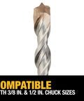 Masonry drill bit, front view; silver steel with copper tip for concrete and block.