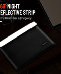 Ultra Fireproof Document Bag With Zipper And Reflective Strip, 13.4 By 10 Inches; shown with reflective strip glowing.
