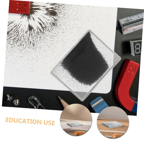Two Piece Magnetic Field Visualization Kit with iron filings and powder on surface for science experiments in STEM classroom