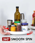 12 Inch Non Skid Turntable Lazy Susan Organizer 4 Pack For Cabinet Countertop Pantry Fridge Vanity And Under Sink Storage Spinning Rack For Spice Jars Cans And Grab And Go Essentials holding jars and bottles