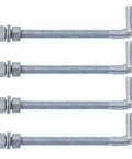 10 Inch J Bolt Gate Hinge Set For Chain Link Fences Heavy Duty 5/8 Inch Pin Galvanized Steel Nuts And Washers Included 4 Pack